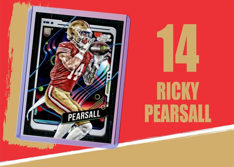 Chaser San Francisco 49ers Cards: Brock Purdy, Christian McCaffrey, Ricky Pearsall, George Kittle, Brandon Aiyuk, Nick Bosa, Steve Young, Joe Montana, Jerry Rice, Trent Williams ASSORTED Football Stars & GOATs Trading Card & Wristbands Gift Pack - Image 4